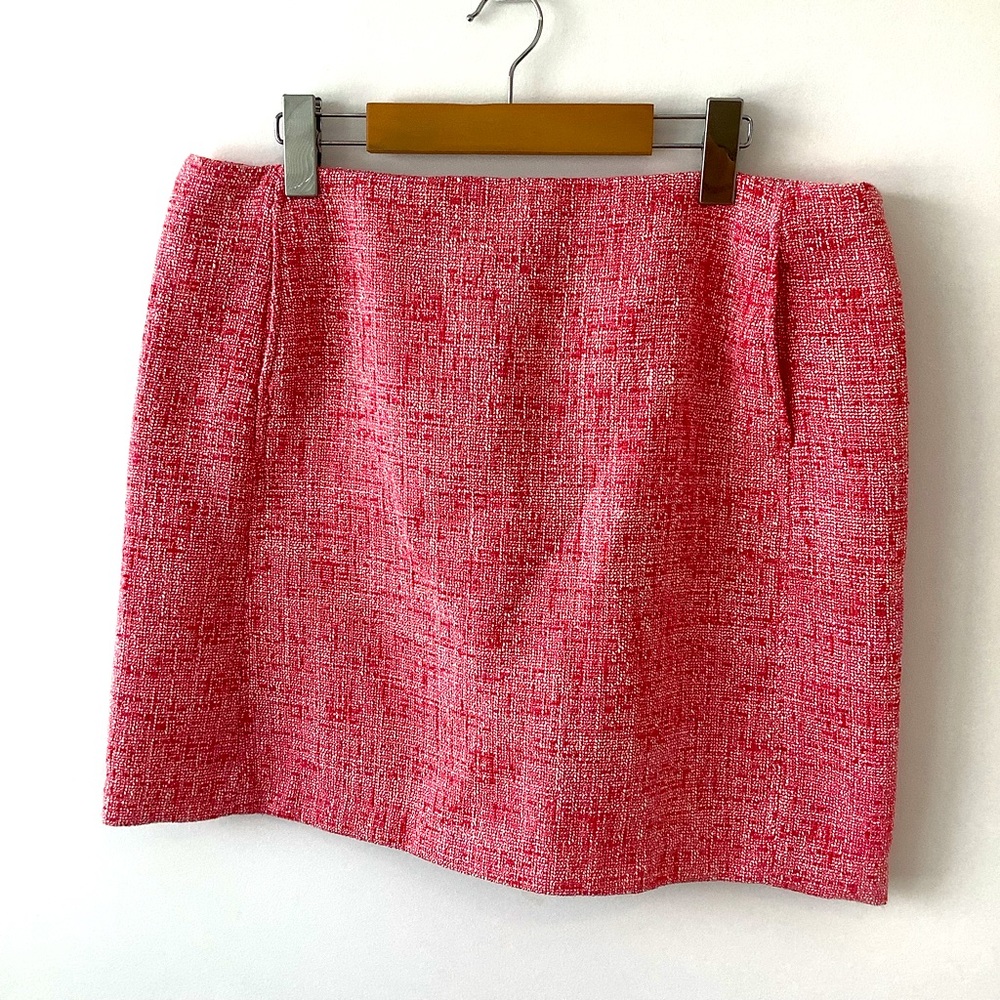 Joe fresh  Coral Pink White Tweed Short A-Line Skirt Size 10 Pockets Career